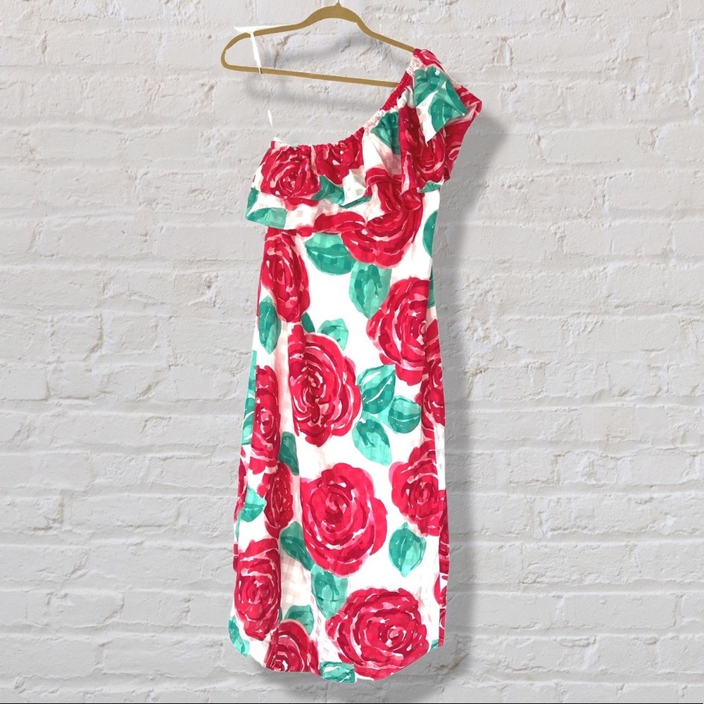 Vineyard Vines Dress - One Shoulder/Asymmetrical Rose Print (Size 2)